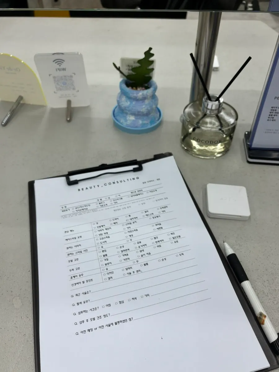 Consultation form for writing down hair concerns