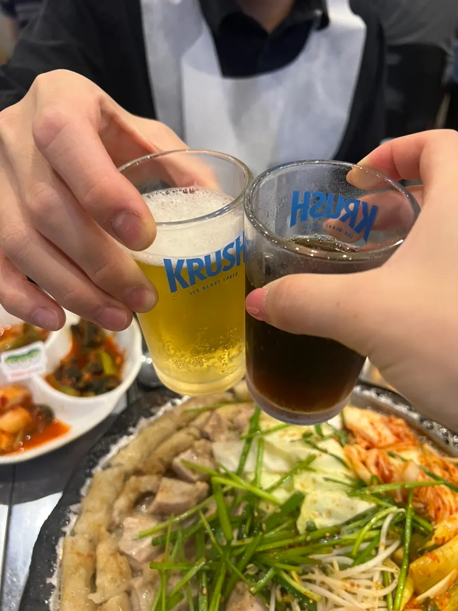 Hanwoo gopchang with rich filling and water-parsley sauce