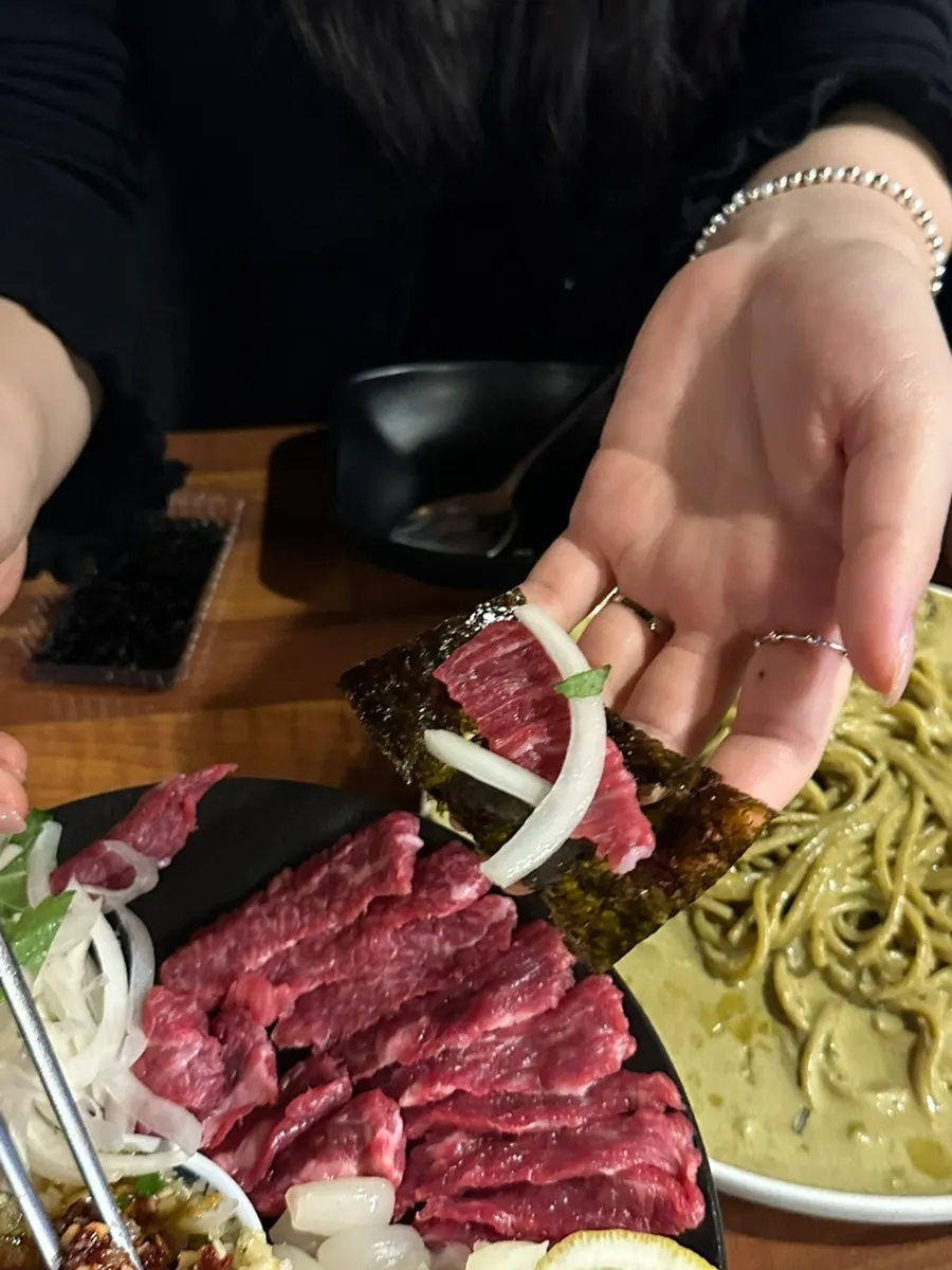 Korean beef tartare with its dedicated sauce