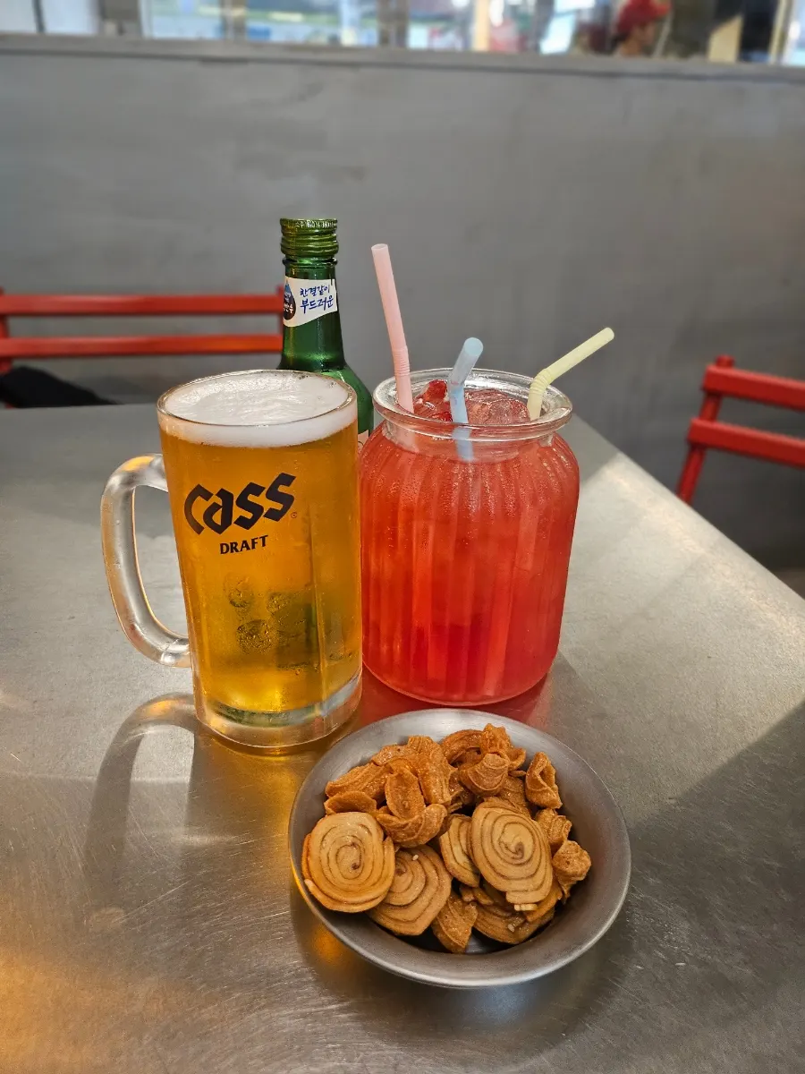 Additional soju and draft beer ordered