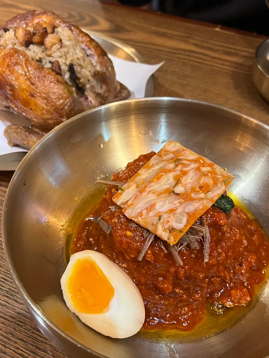 통닭 속에 들어있던 버섯 찹쌀밥