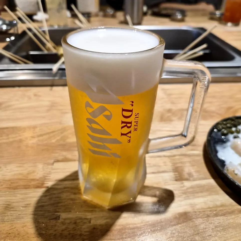 Ordered oden skewers and draft beer