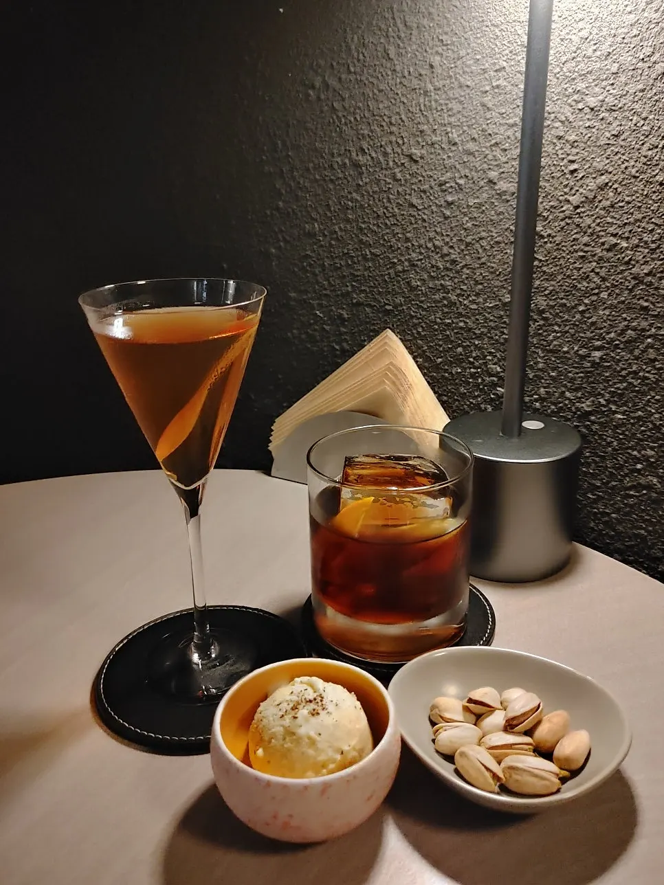 Cocktails and dessert spread at Plot