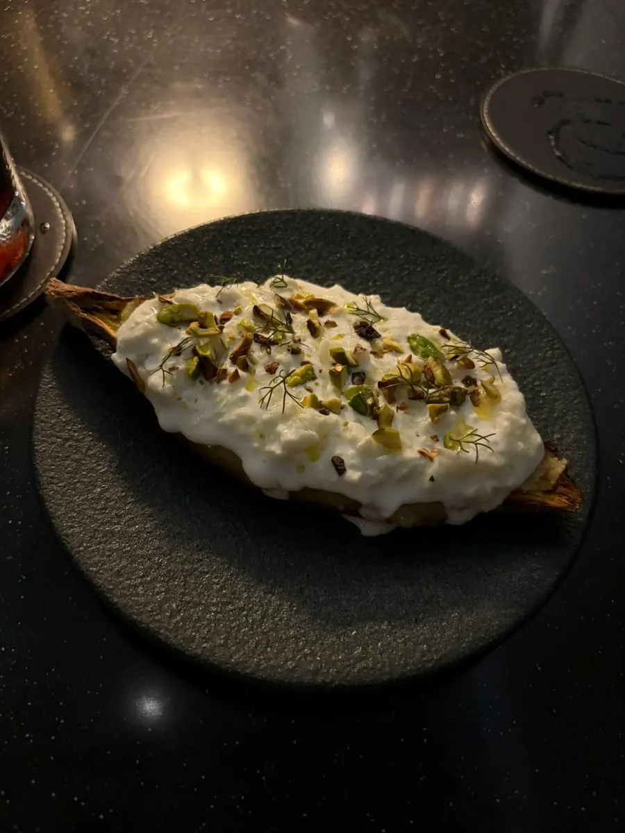 Beautifully plated roasted sweet potato pistachio