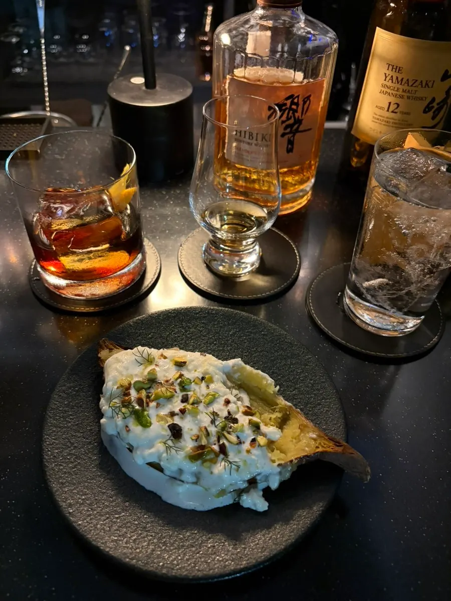 Bite-sized pieces of roasted sweet potato pistachio