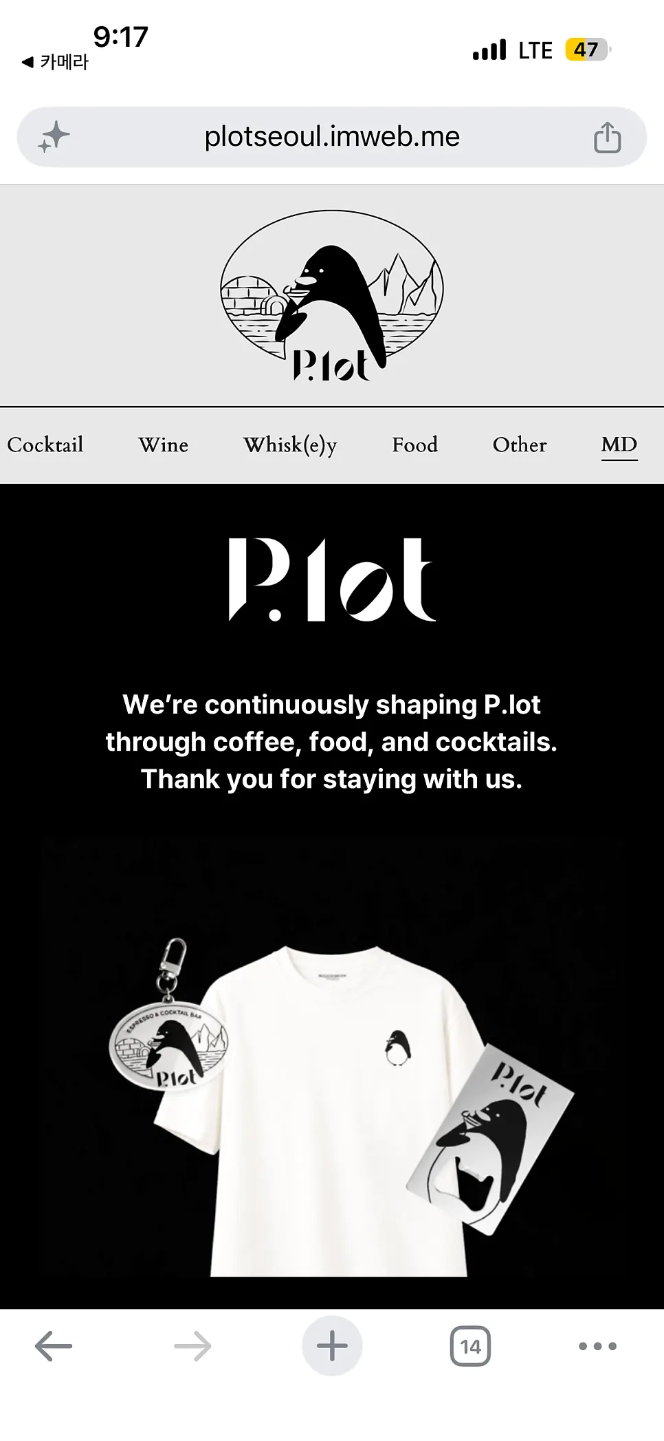 Plot's menu guide screen