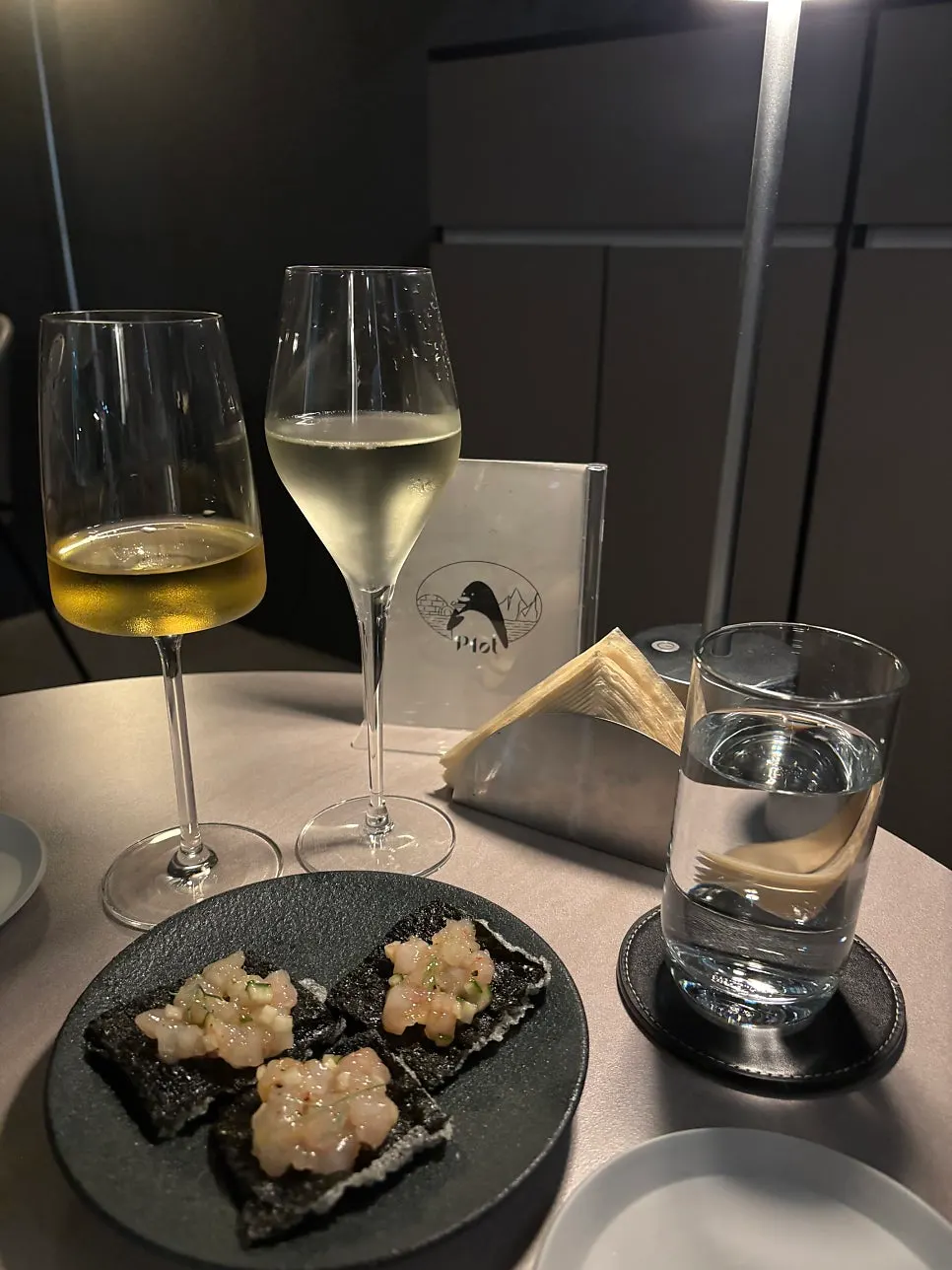 An appetizer served on a ceramic side plate