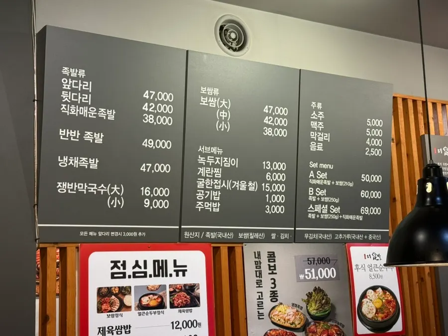 Menu at The Jokbal Sindorim Main Branch