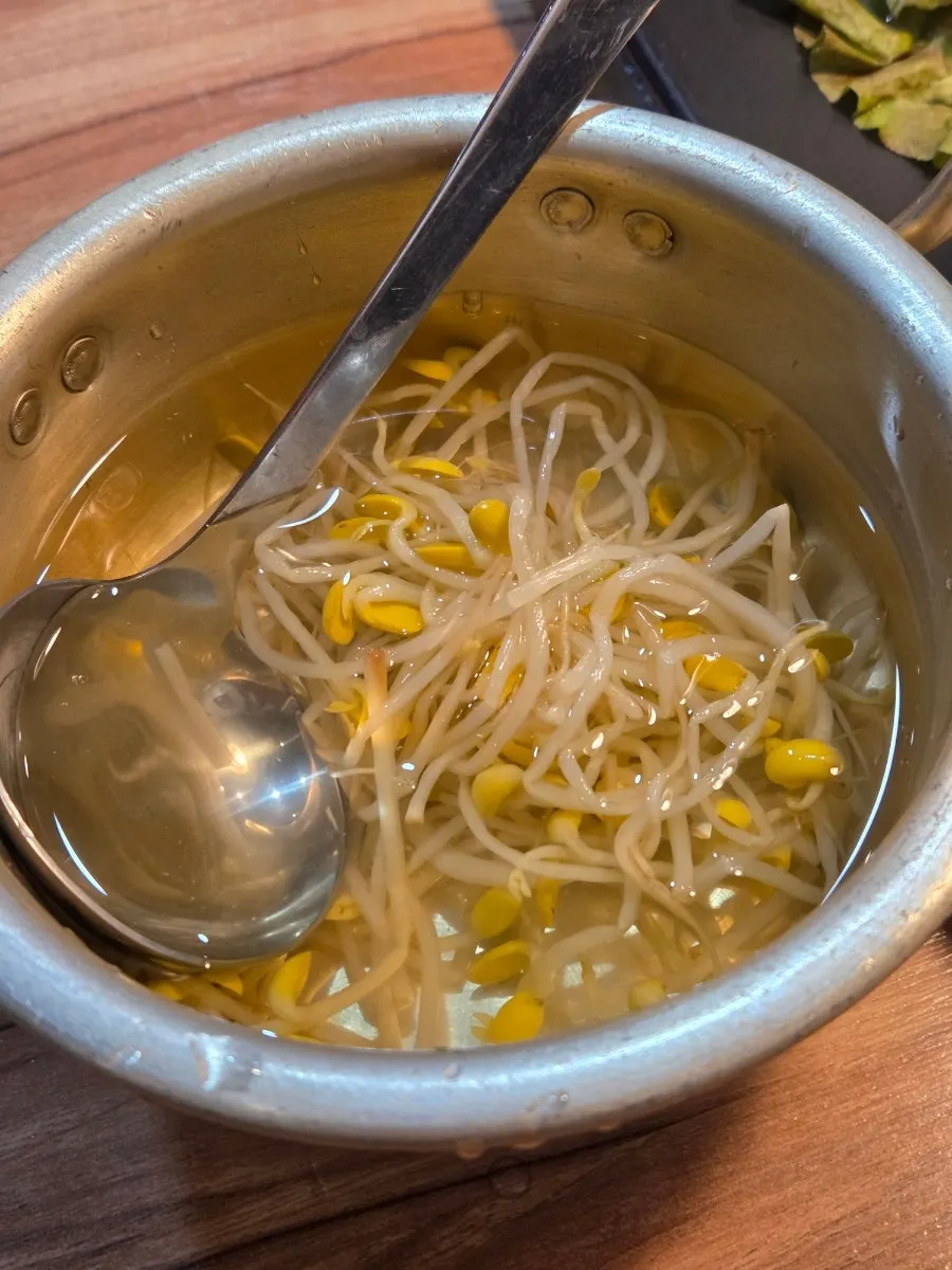 Bean sprout soup served alongside the meal