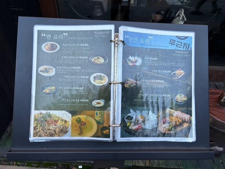 Menu board placed outside the restaurant