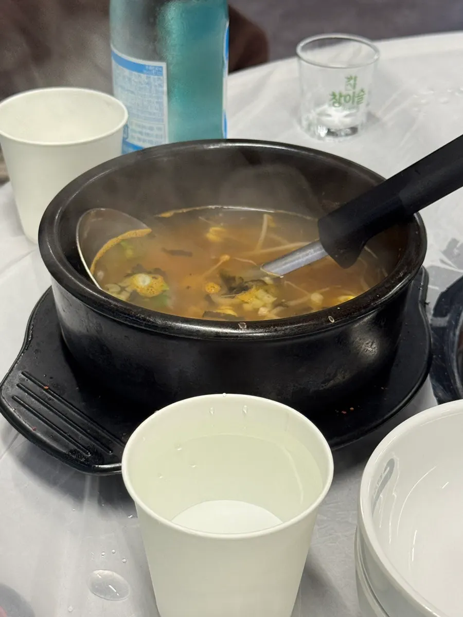 Makchang spread with basic side dishes