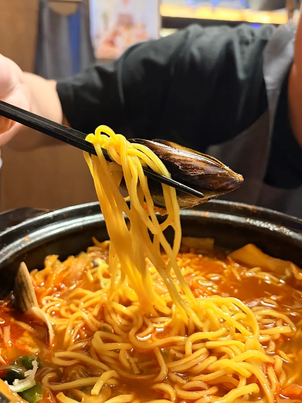 면사리를 추가한 꽃게 매운탕