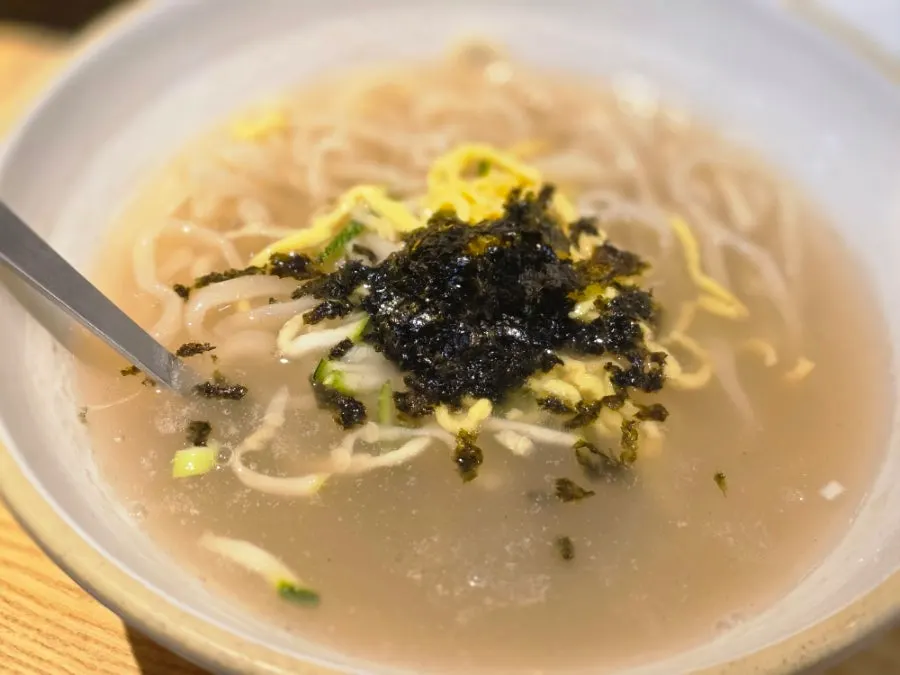 A full bowl of handmade kalguksu from the set