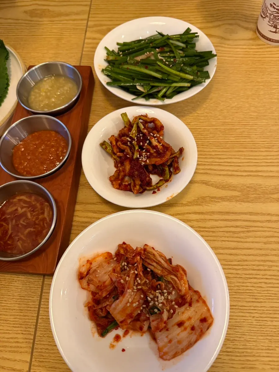 Table set with the full spread of free side dishes