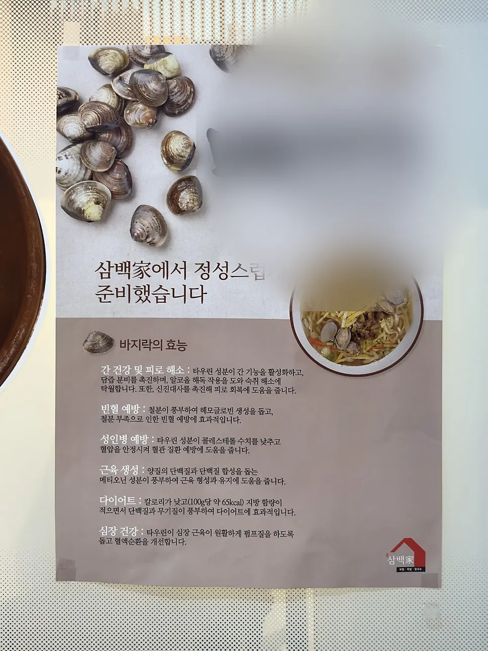 Menu guide posted at the entrance of Sindorim Sambaekga