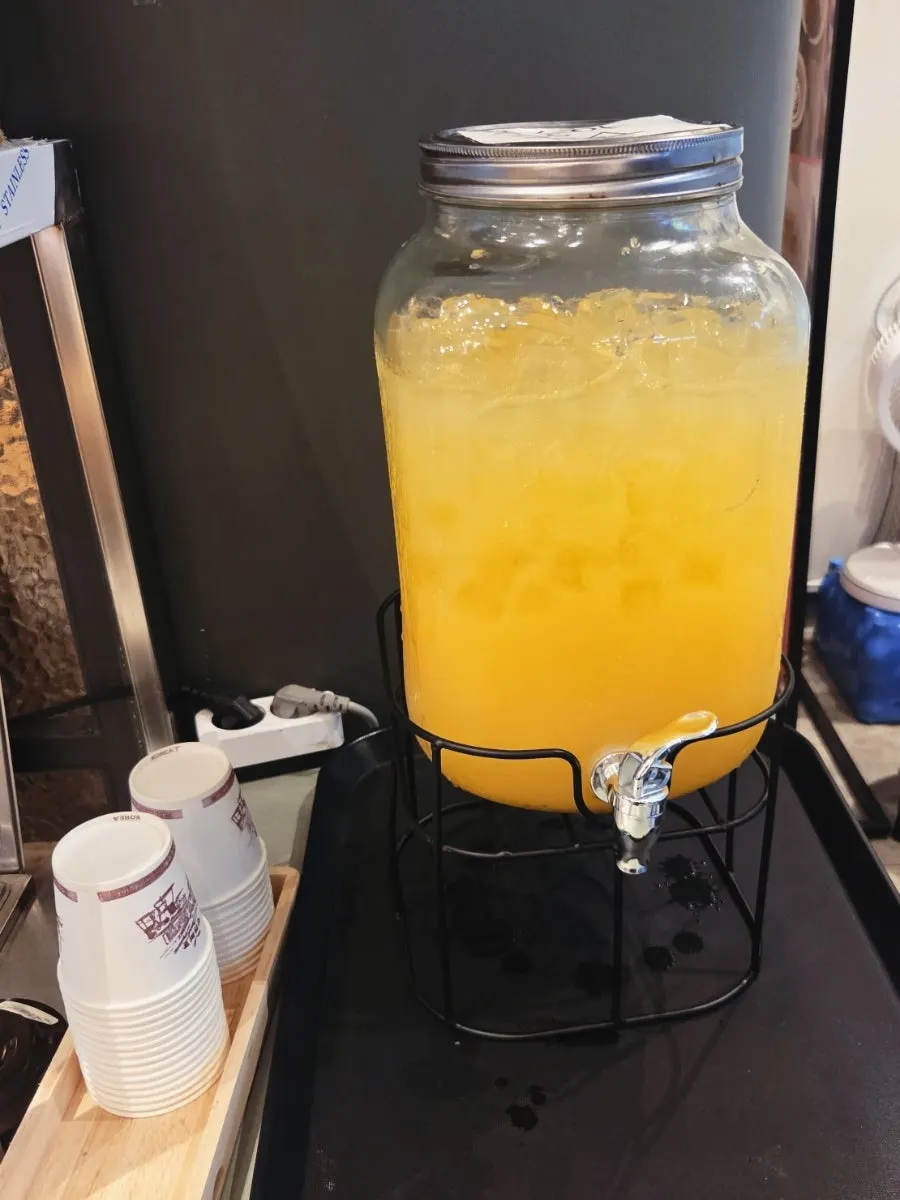 Peach drink enjoyed after the meal