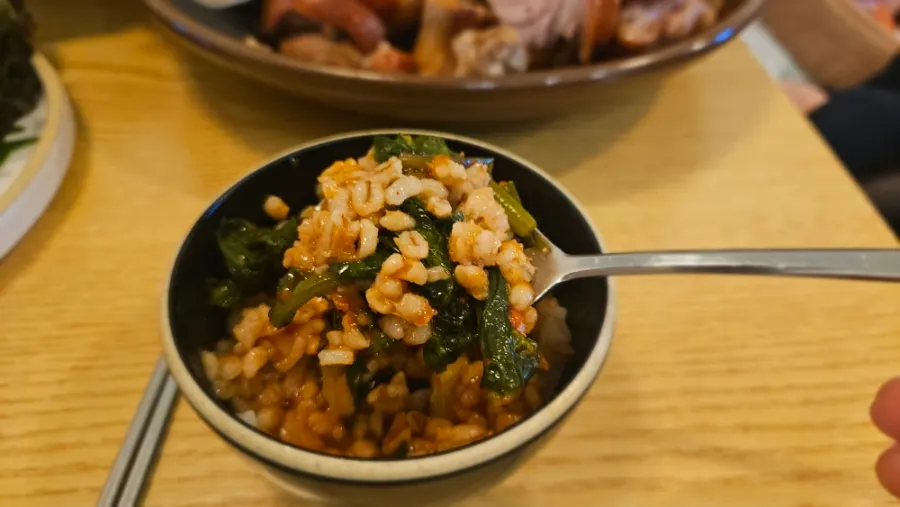A bowl of barley rice mixed with yeolmu