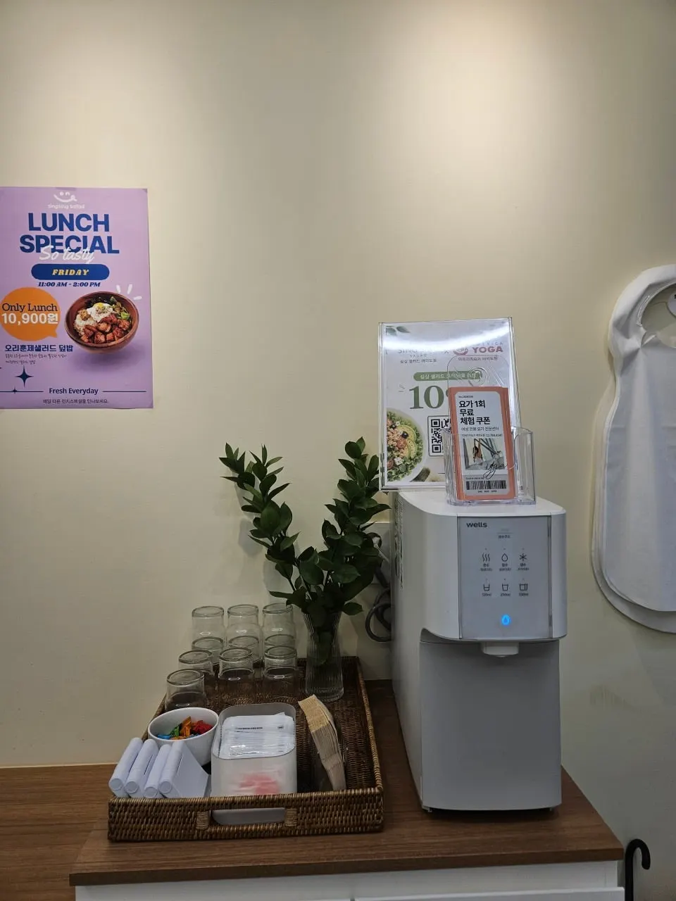 Water dispenser and self-serve bar in the store