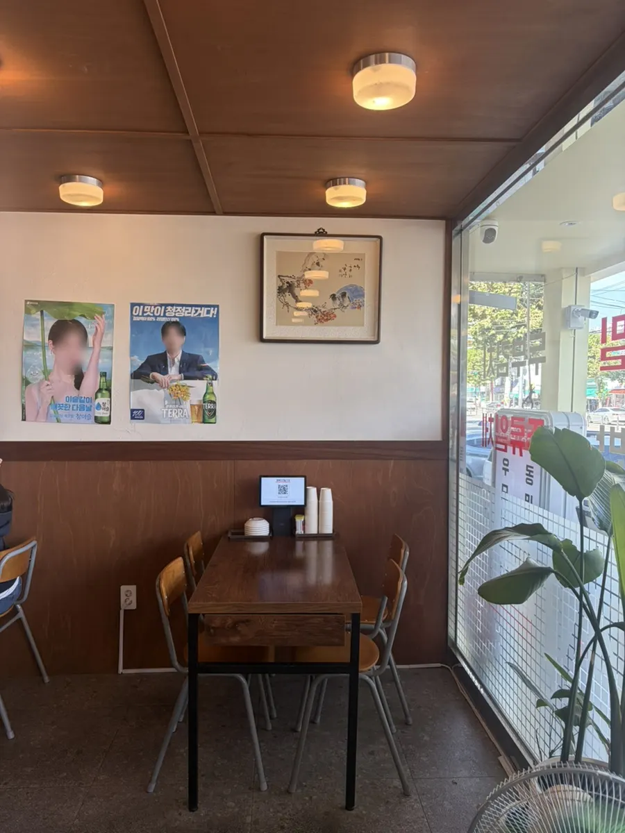Spacious dining hall with bright window seating
