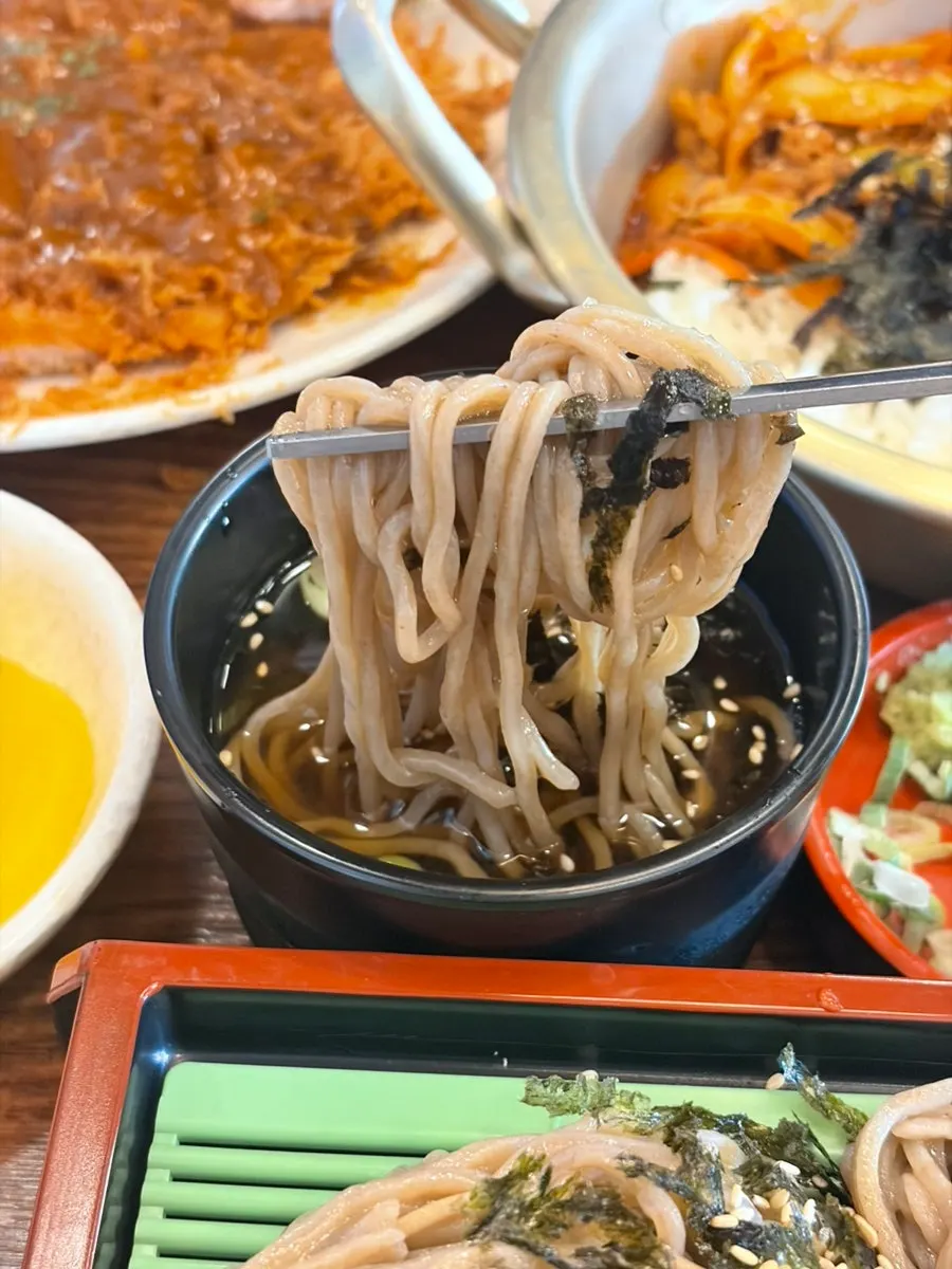 Soba noodles with light, clean broth