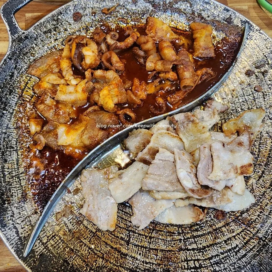 Finished jjukkumi and shaved pork belly stir-fry