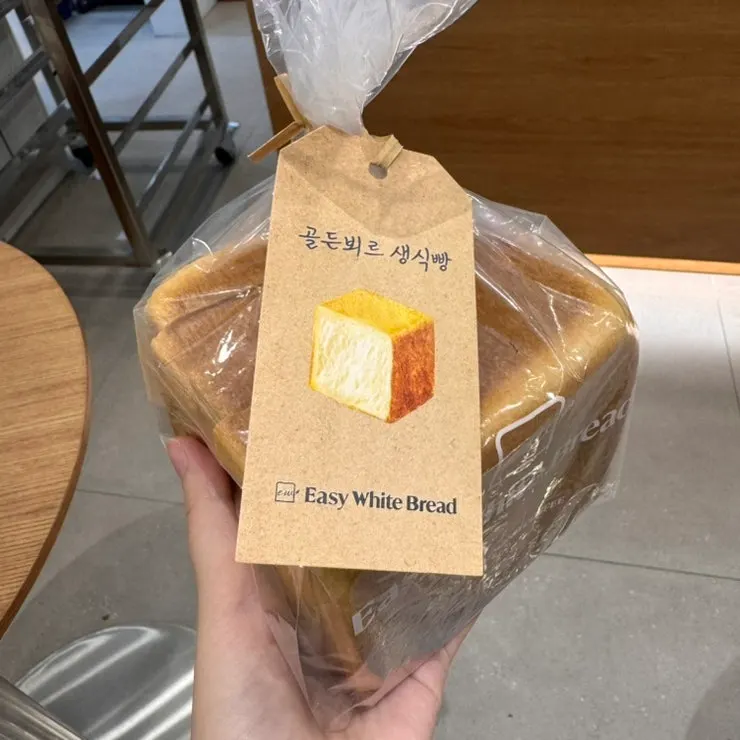 Purchases packed in an Easy White Bread paper bag