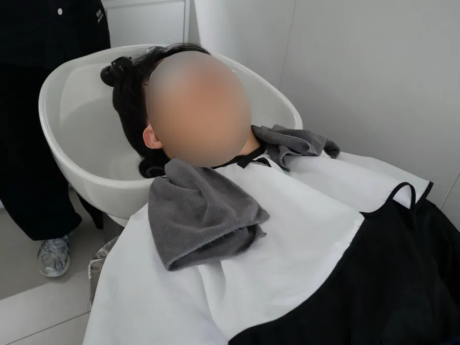 가르마펌 커트 단계의 헤어 정리
