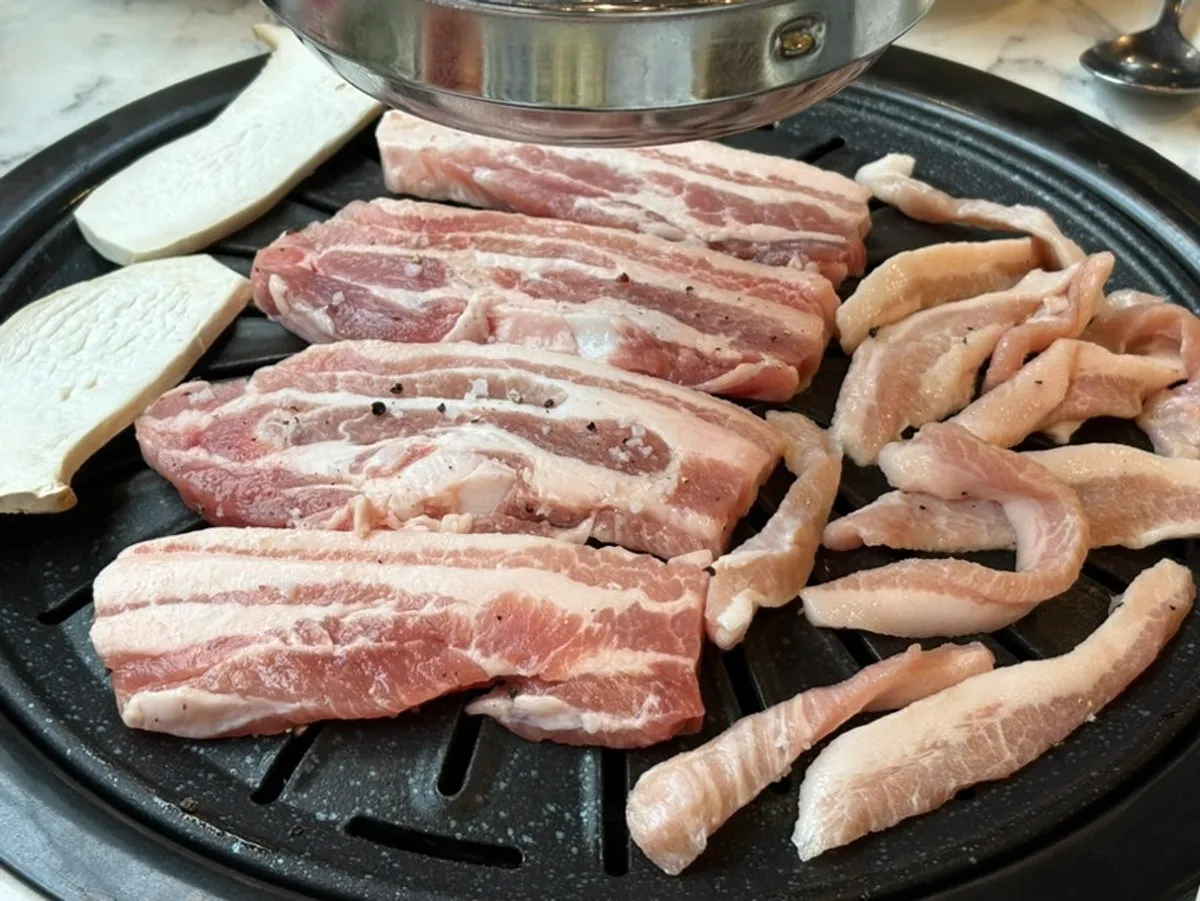 Set of pork belly, pork neck, and pork jowl