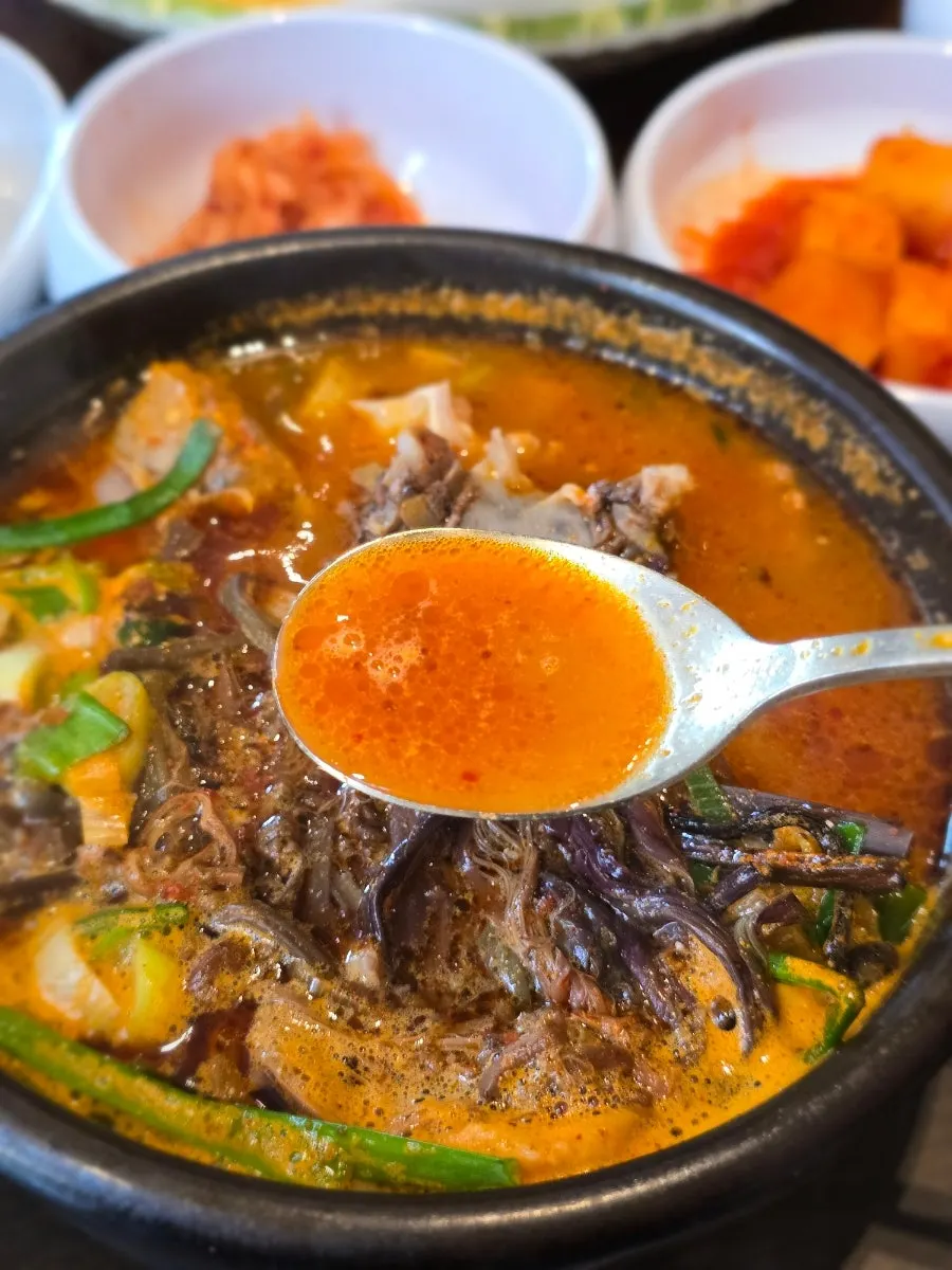 고사리를 건져 올린 순대국 한 숟가락