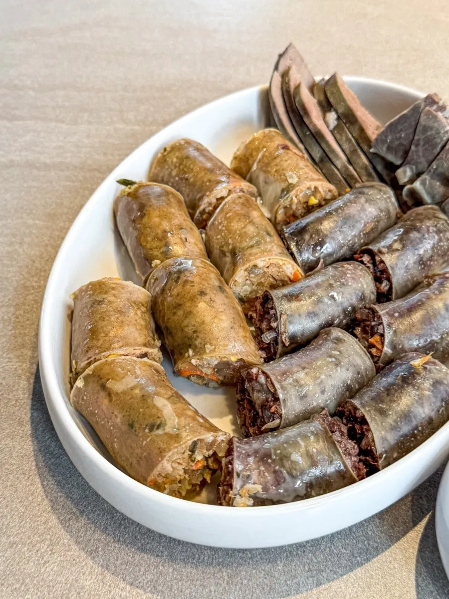 Fern and mustard-leaf sundae lifted from the broth