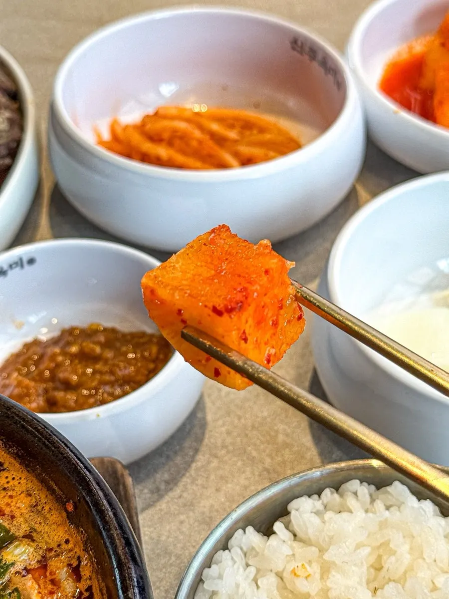 A hot bowl of sundae-guk served for lunch