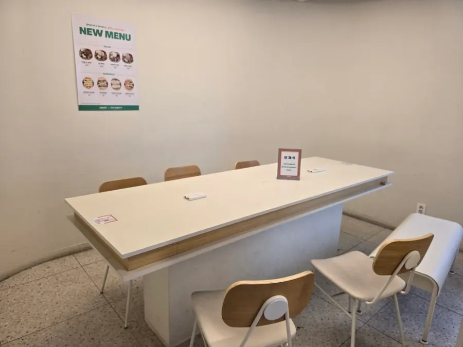 Café with group tables and bar seats