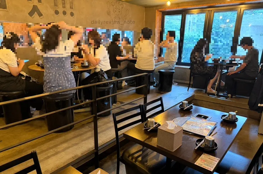 Restaurant interior packed with customers on a weekend evening