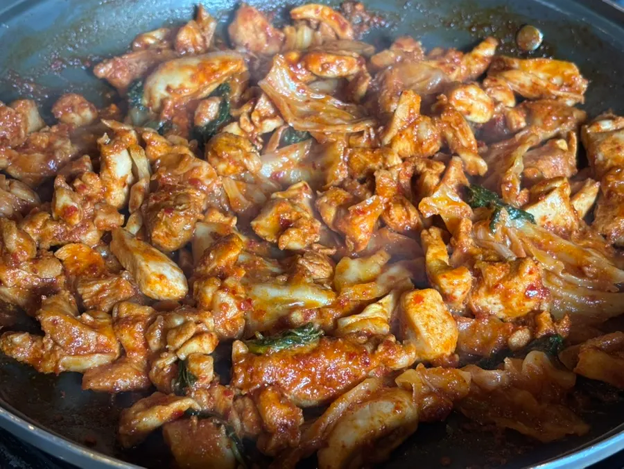 특제 양념 닭갈비 한 판 클로즈업