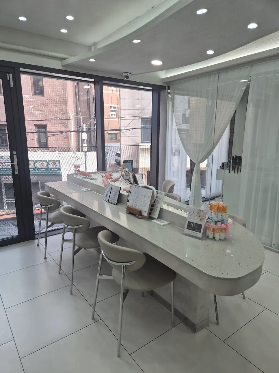 One-on-one consultation area at the hair salon
