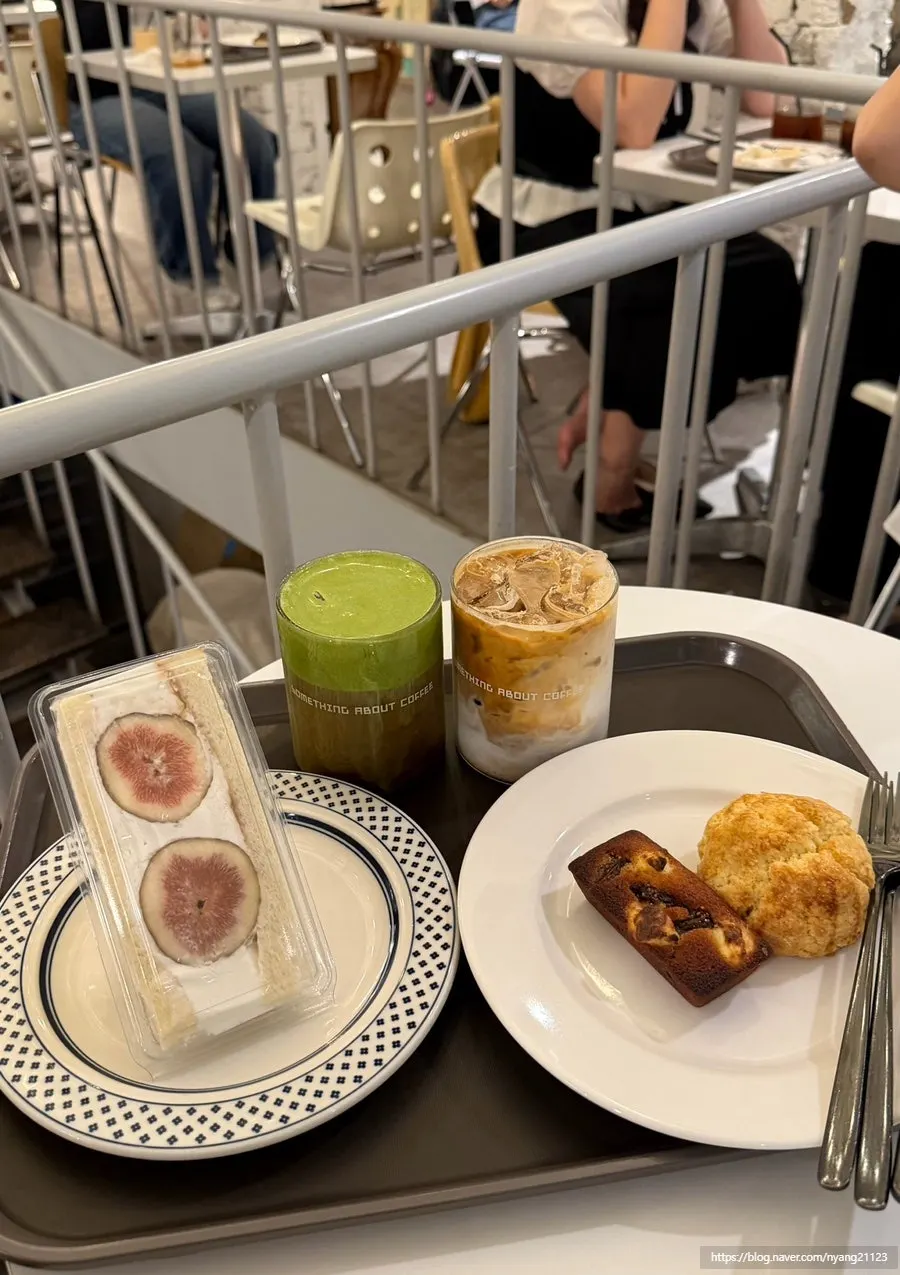 A spread of several desserts and drinks