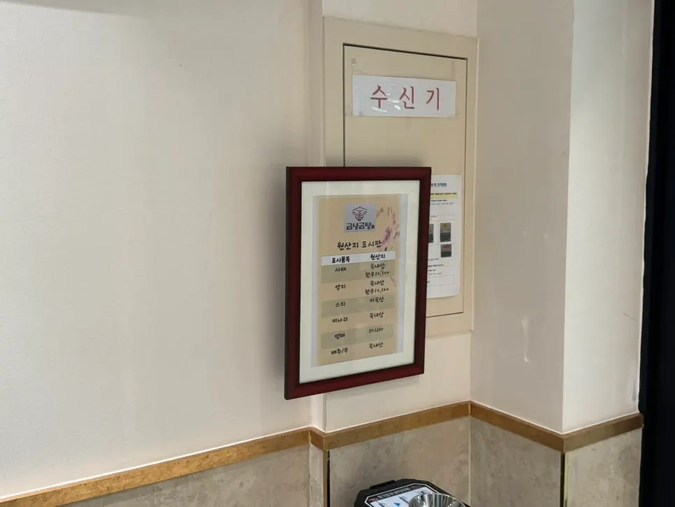 Display of Korean beef grade labels at Geumnyeong Gomtang