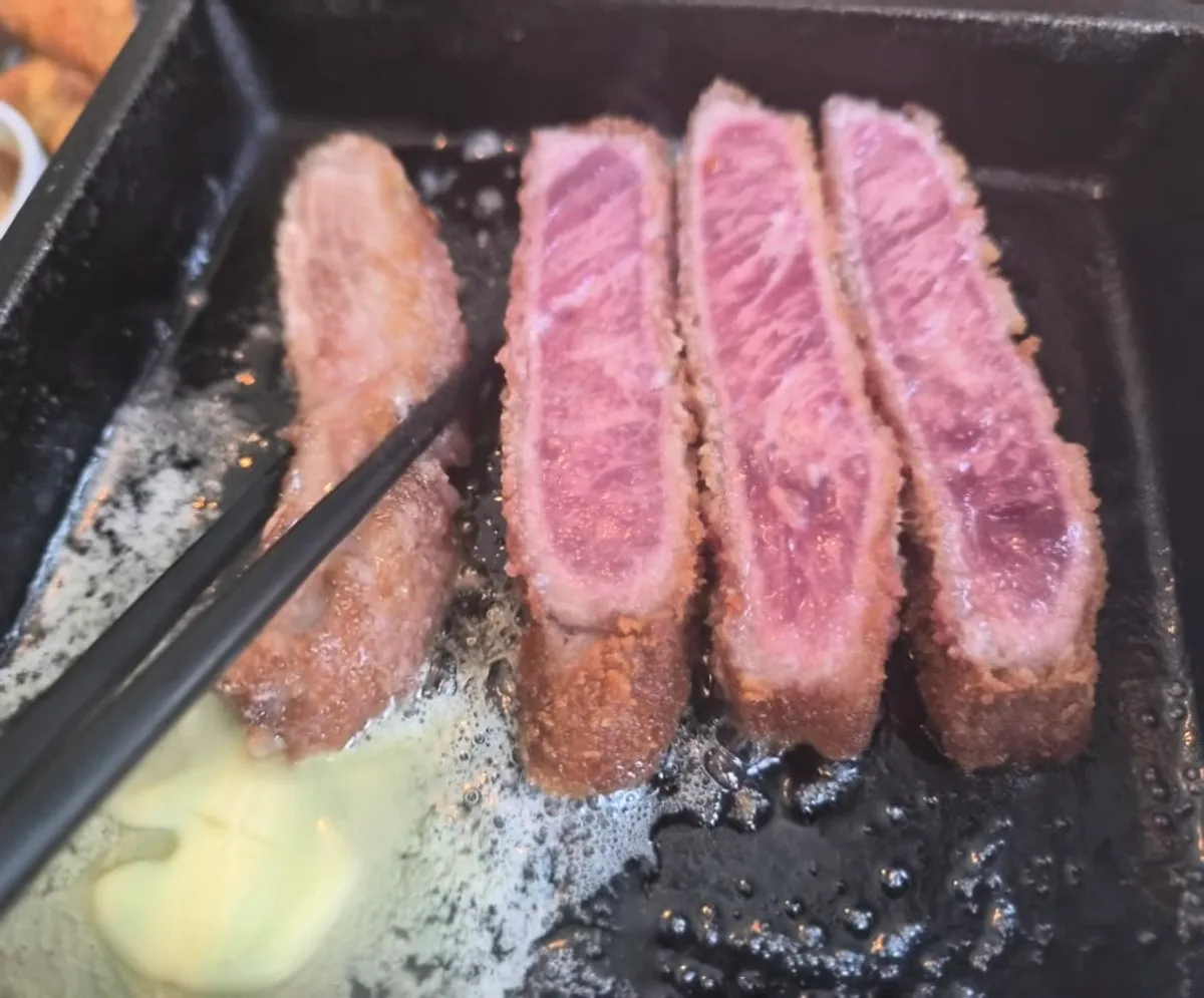 Gyukatsu on an individual brazier with butter