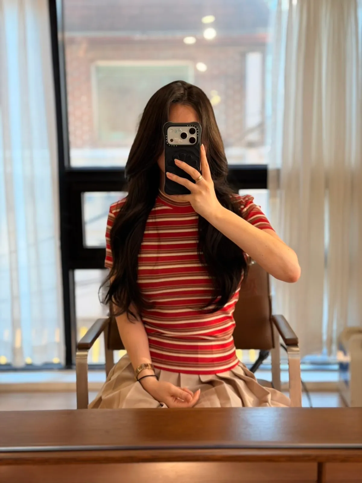 가을 톤다운 애쉬 브라운 컬러 완성 모습