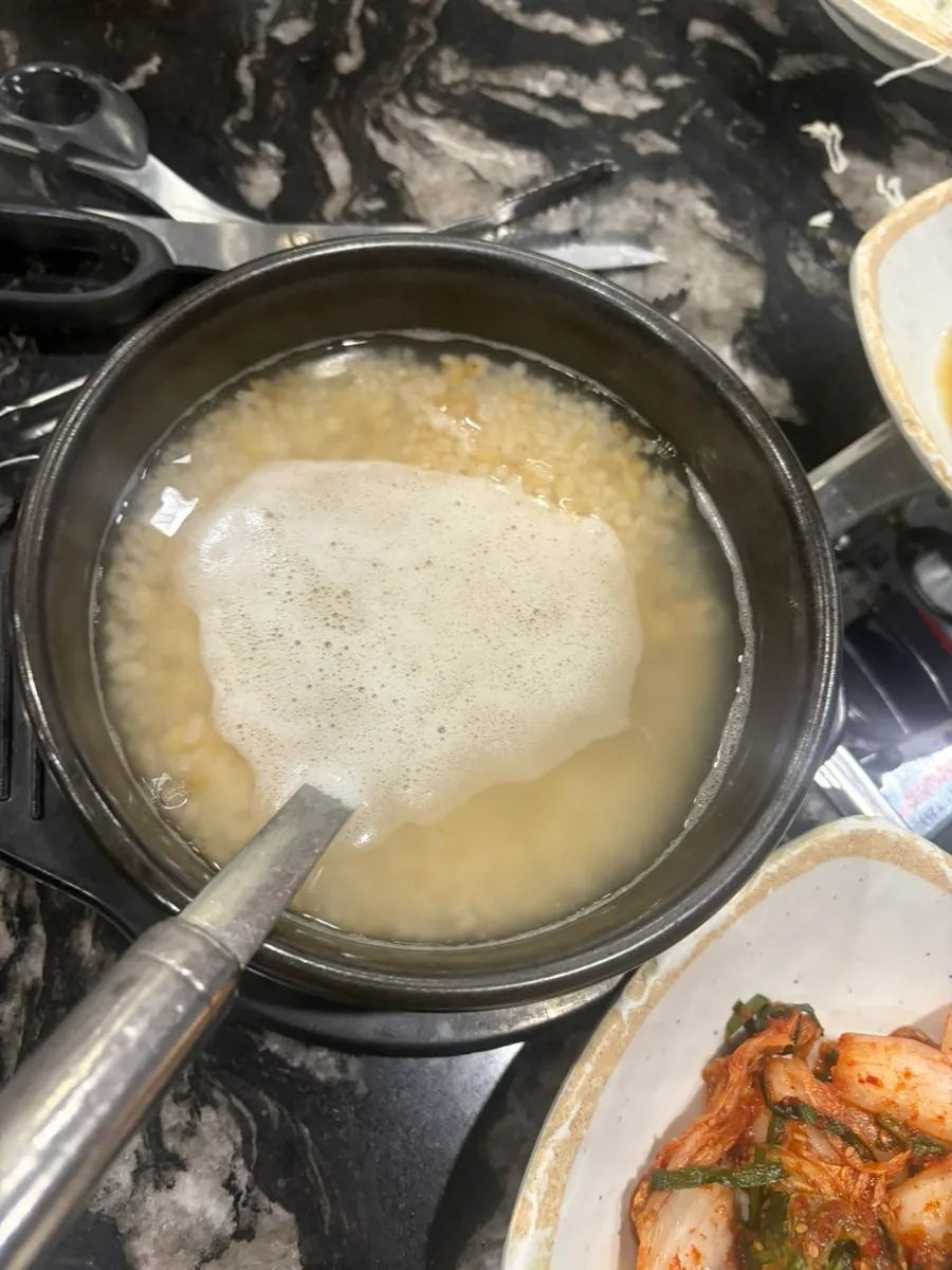 Spicy soybean paste stew and warm nurungji