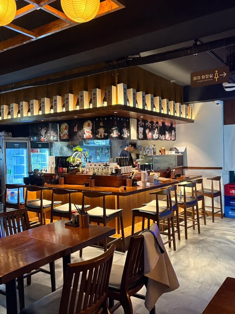 Wood-tone interior of Izakaya Goko