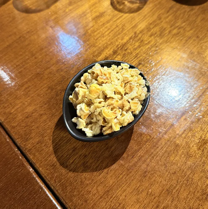 Complimentary popcorn served at the table