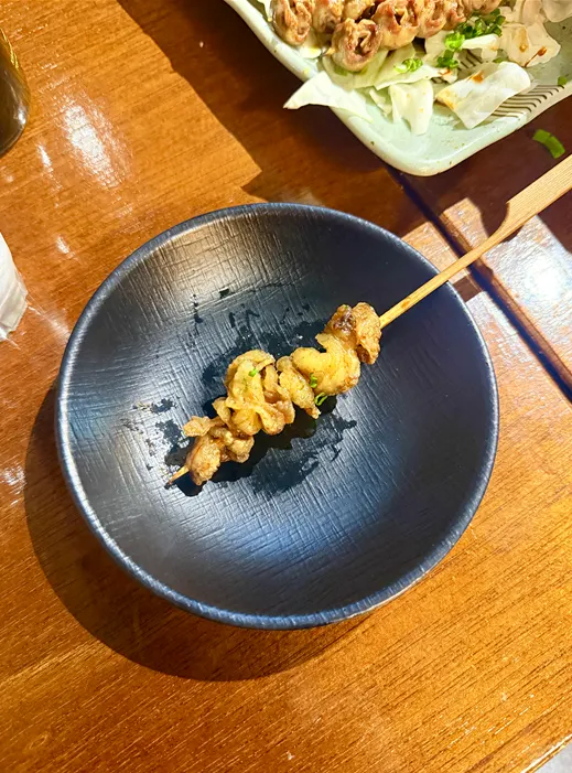 Sauce-glazed yakitori skewer