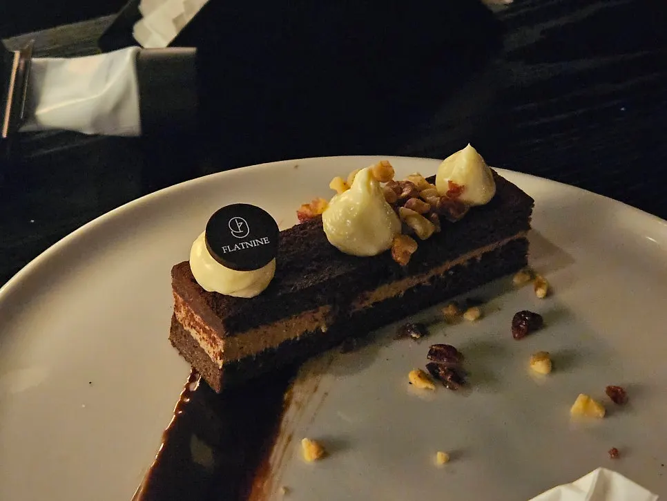 Flat Nine nutty chocolate cake