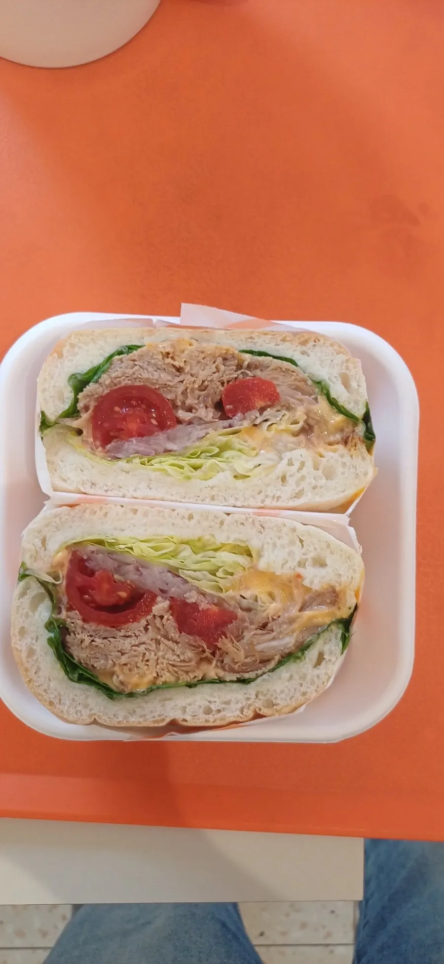 Fold pork sandwich with coffee