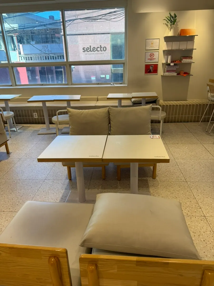 Spacious café interior seating
