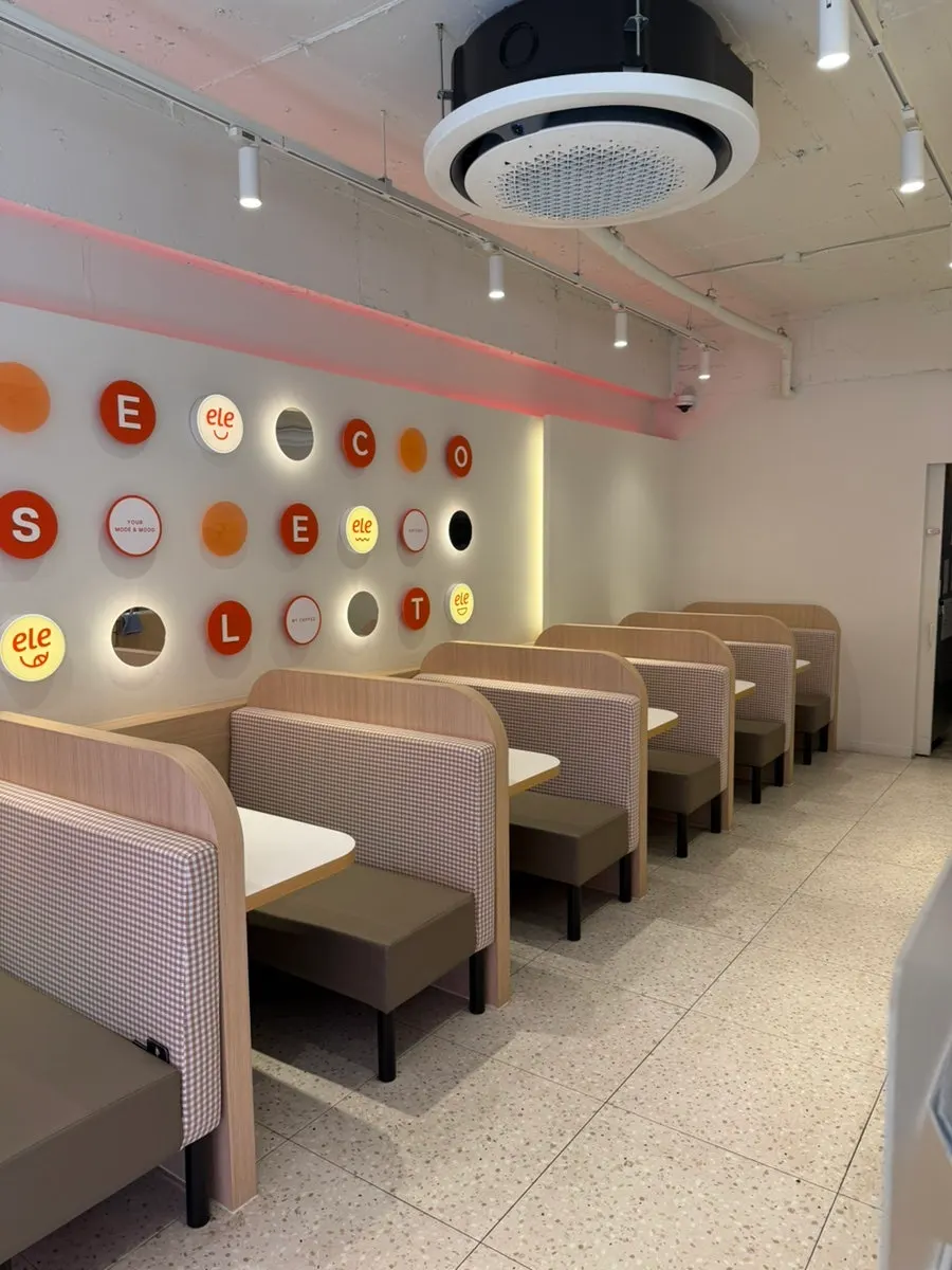 Café space with an open kitchen