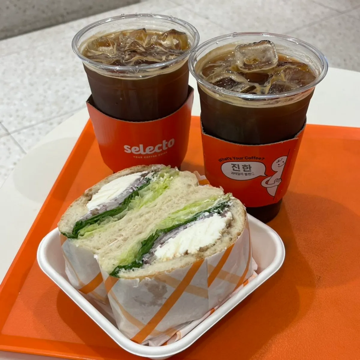 Americano and ricotta cheese sandwich combination