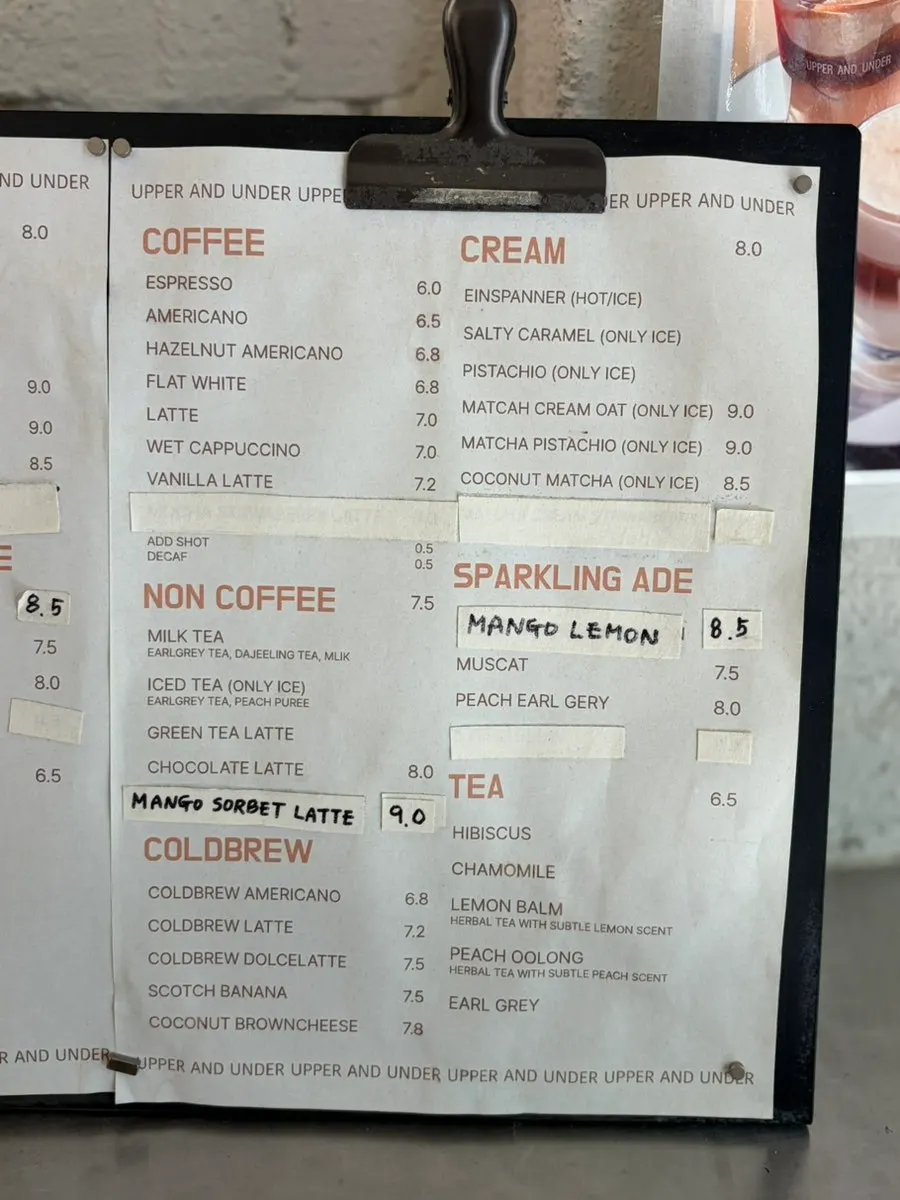 Panduan menu Upper and Under