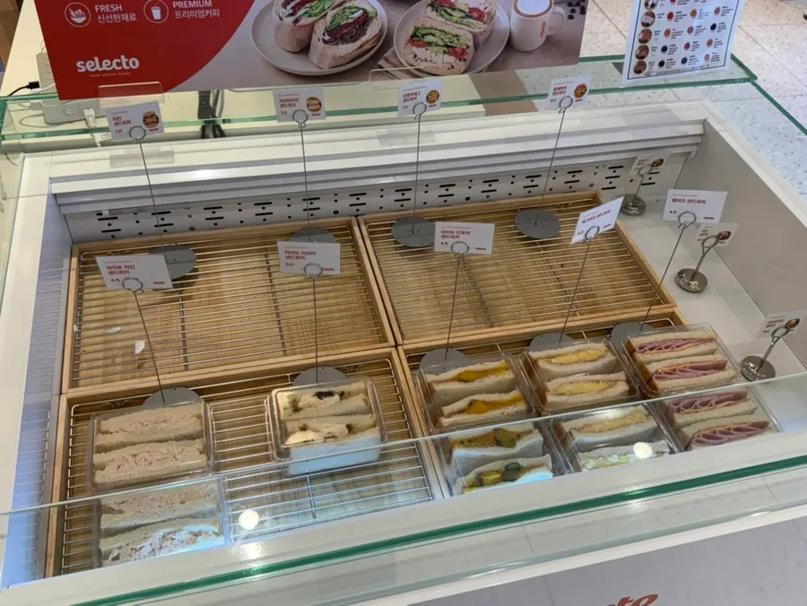 Sandwiches in the refrigerated display case
